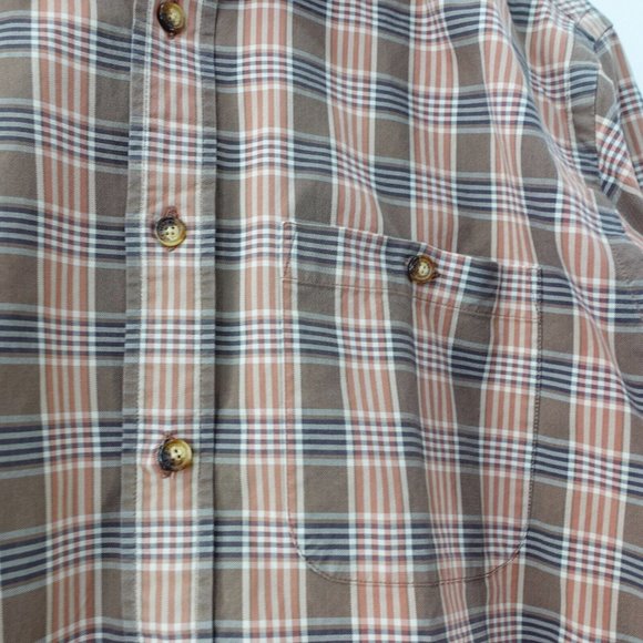 VINTAGE Orvis Shirts Men Medium Brown Plaid Button Down Cotton Tartan Casual L/S - Picture 3 of 10